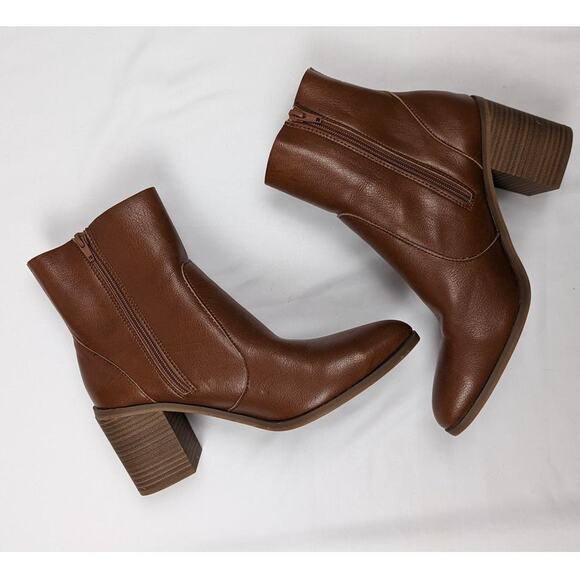 Faux Leather Booties Chestnut - Picture 9 of 9